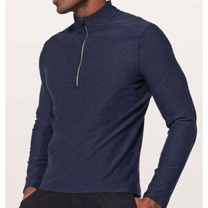 LULULEMON ATHLETICA Surge Warm 1/2 Zip in Heathered Hero Blue/Black Size Large